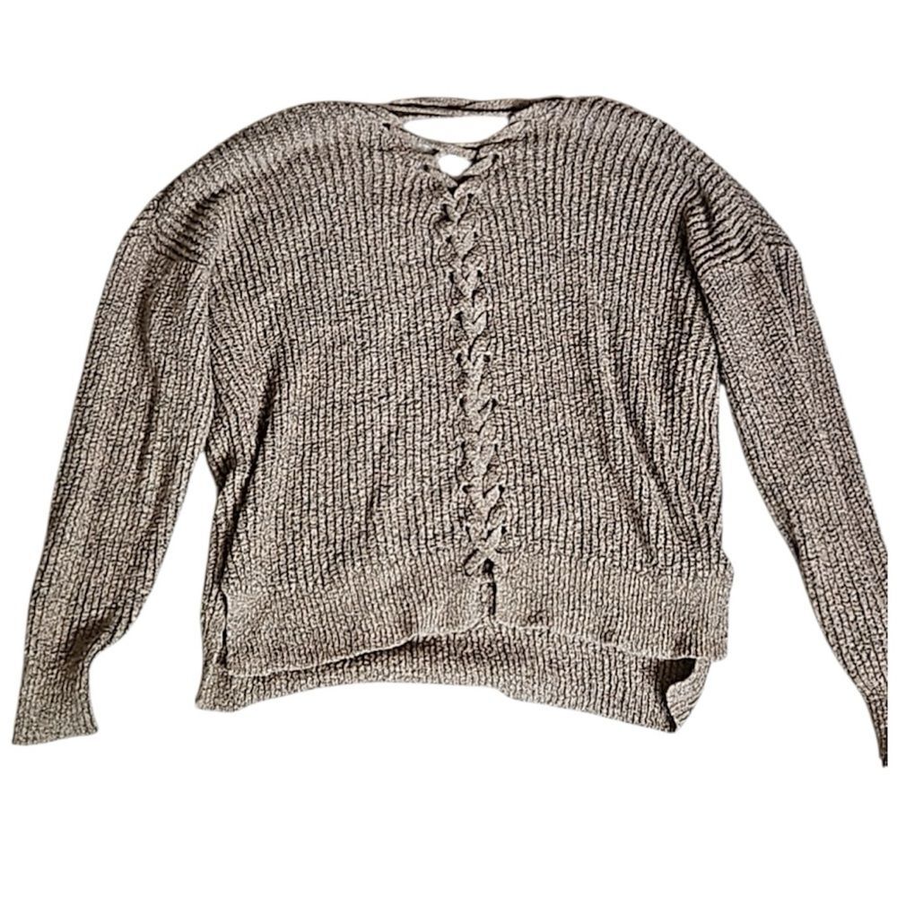 Sweet Wanderer Women’s Chenille Lace-Up Back Sweater | Size Large - Picture 3 of 5